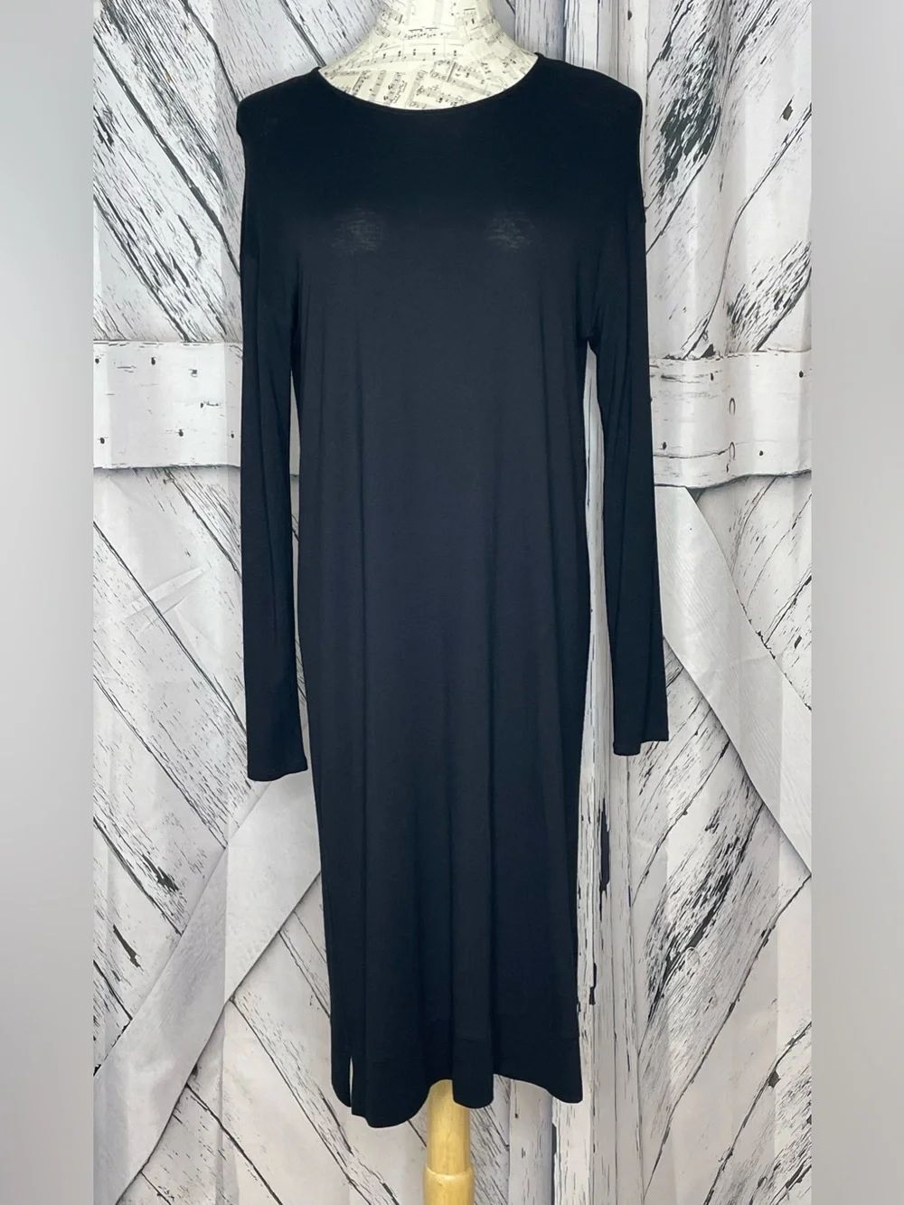 Eileen Fisher Long Sleeve Tee Dress Black SP